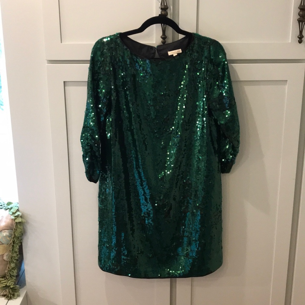 Shoshanna Green Sequined Cocktail Dress